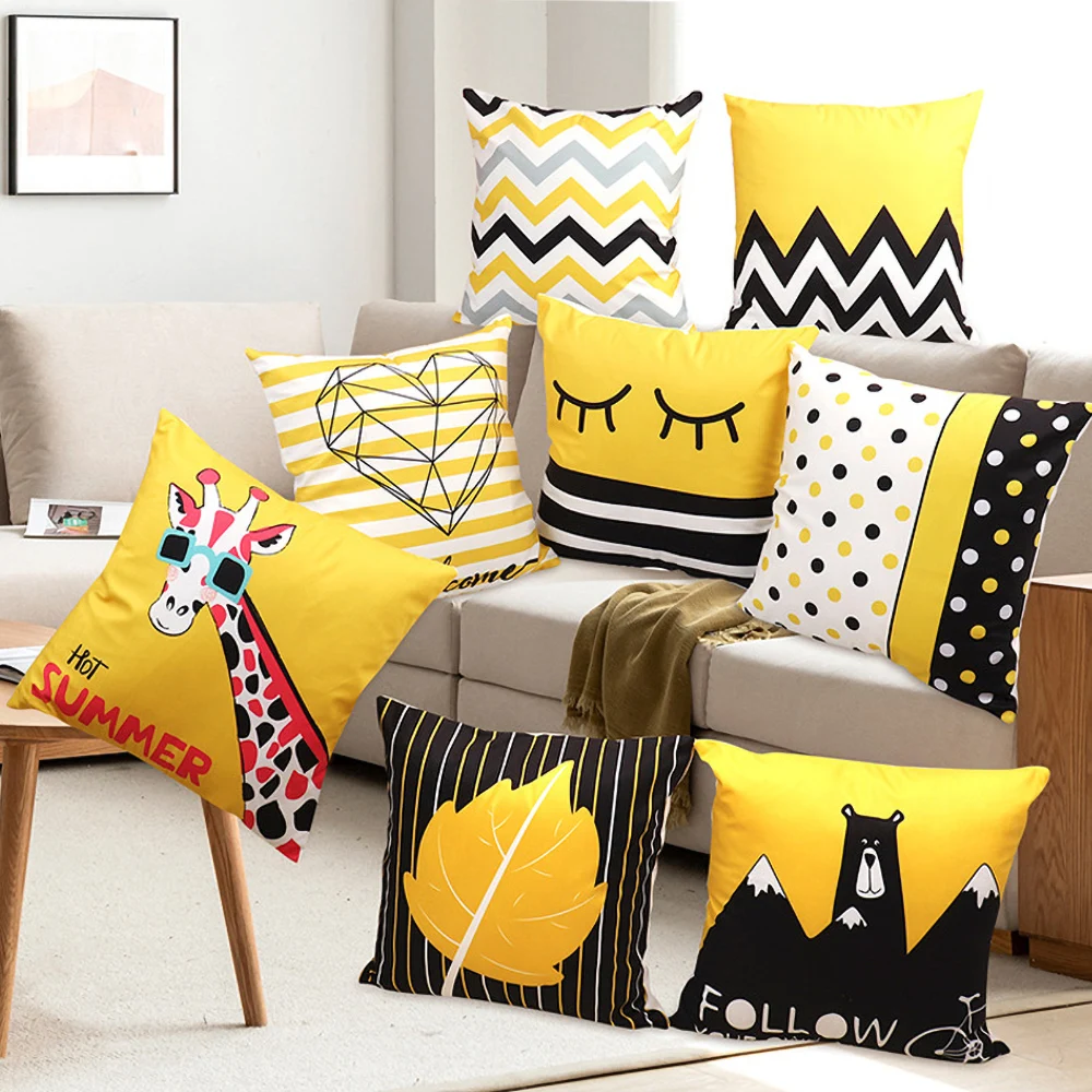 

New Fashion Decorative Pillowcase Black/White Geometric Throw Cover Pillow Case Cushion For Living Room Square Home Decor