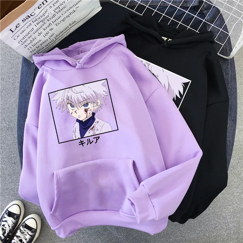 

Hunter X Hunter Killua Hoodie Japanese Anime Women's Hooded Sweatshirt Harajuku Fun Cartoon Long Sleeve Casual Overisze Hoodie