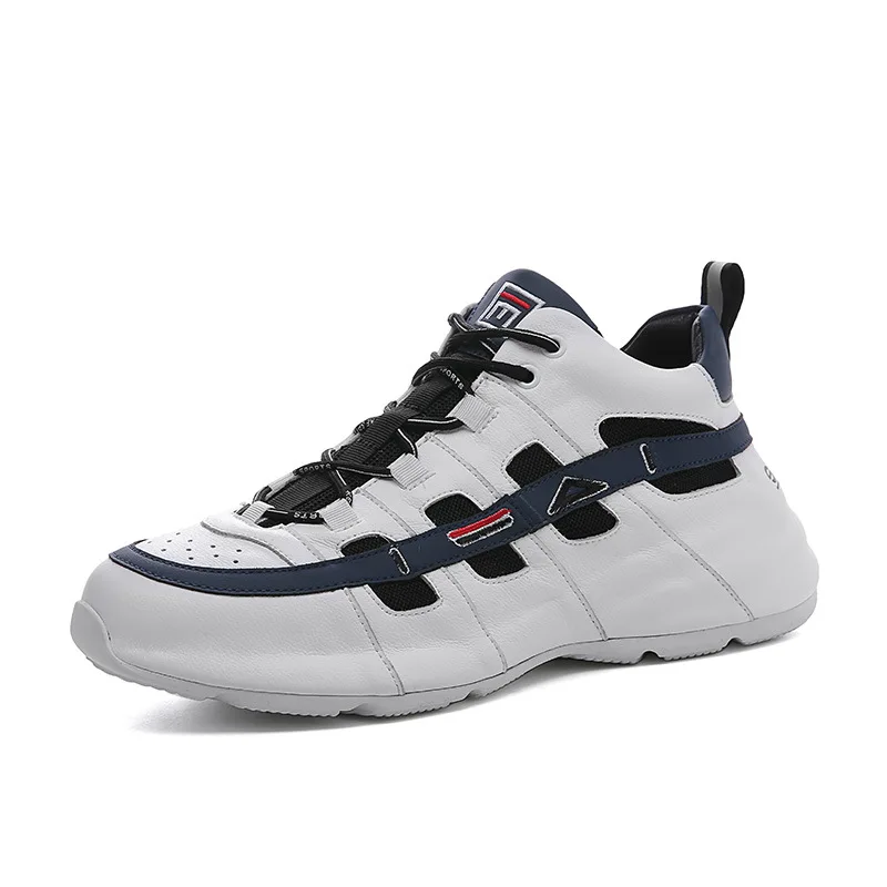 

Breathable sports shoes men's new high-top men's leather casual board shoes leather sole small white shoes fashion sneakers men