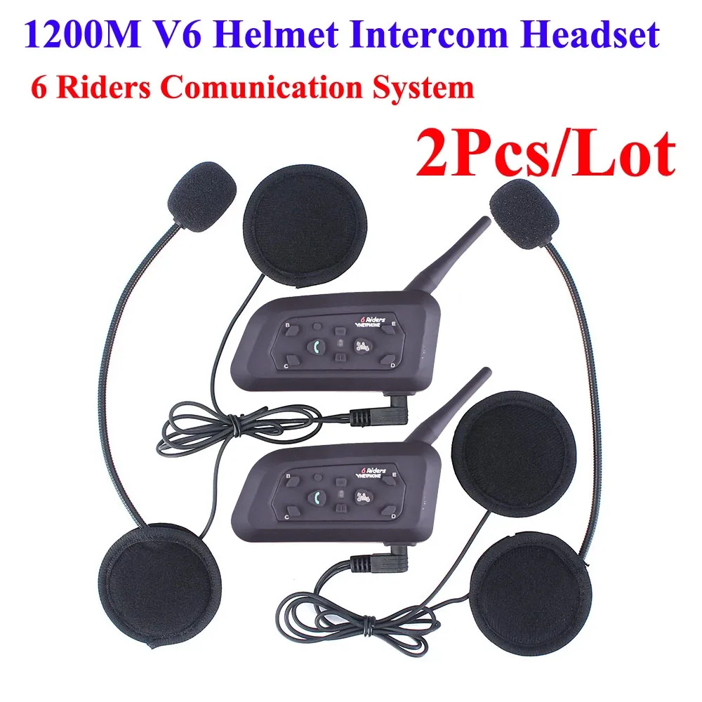 

Bluetooth-гарнитура Intercom V6 для шлема, 6 водителей, 1200 м