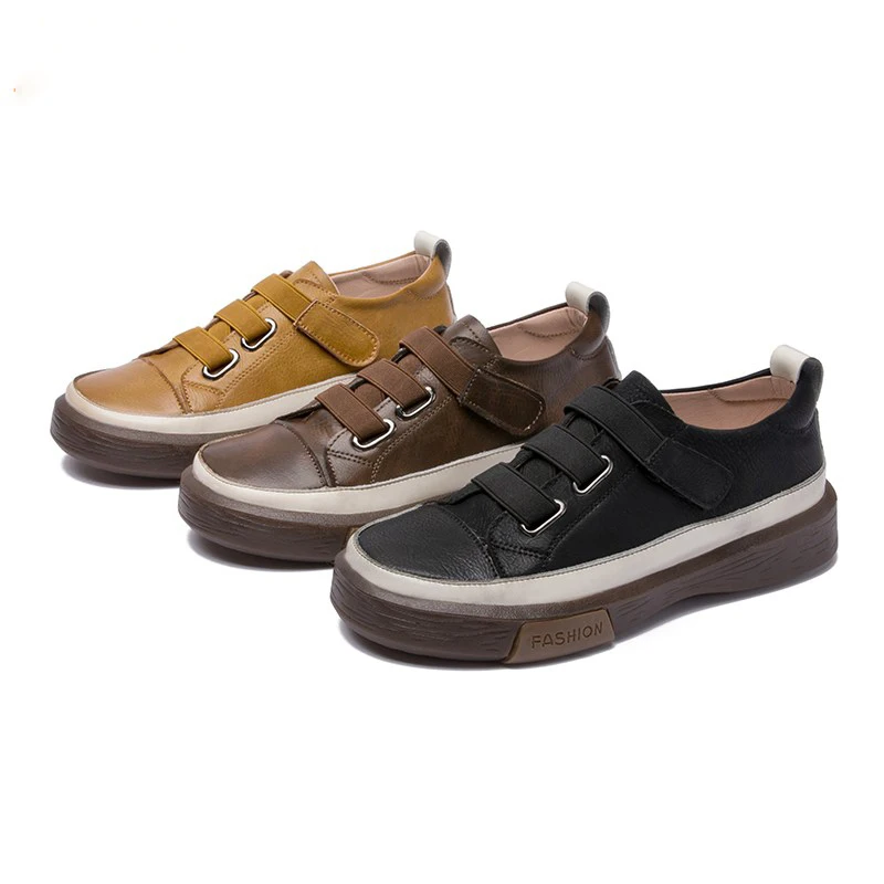 

2021 New Ladies Sneakers Spring Shoes Genuine Leather Casual Women Shoes Large Size Fashion Flat Girl Student vintage Shoes