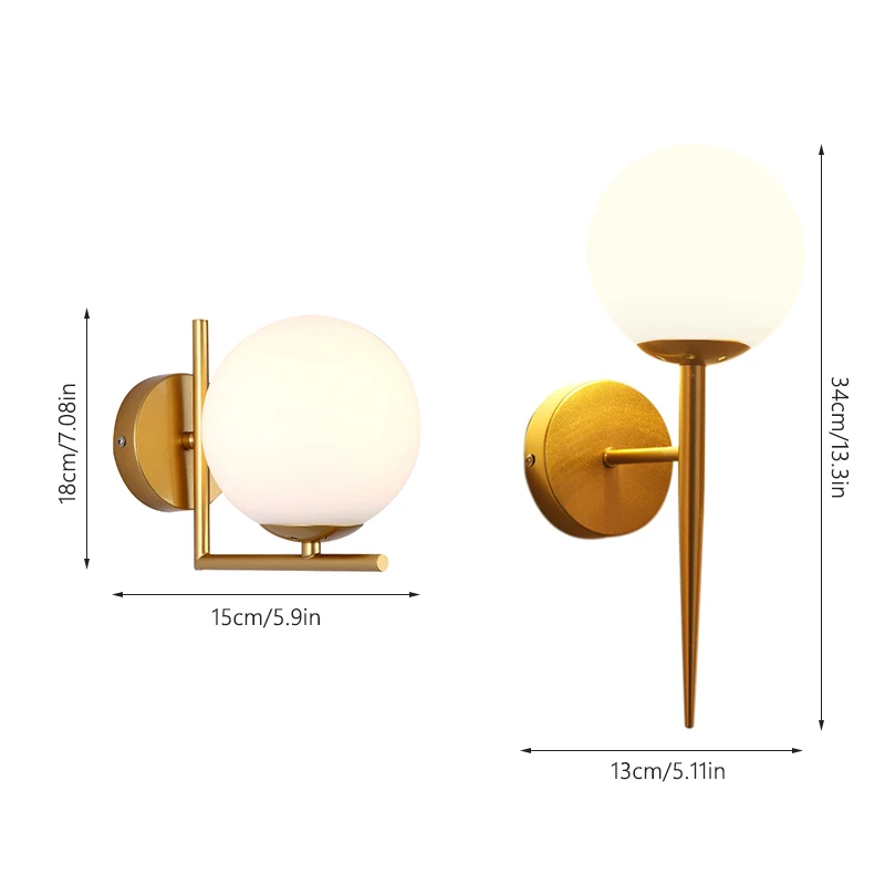 

Modern Style E27 LED Wall Lamps Nordic Glass Ball Wall Lights For Passage Corridor Bedroom Bedside Lamp Wall Sconces AC85-265V