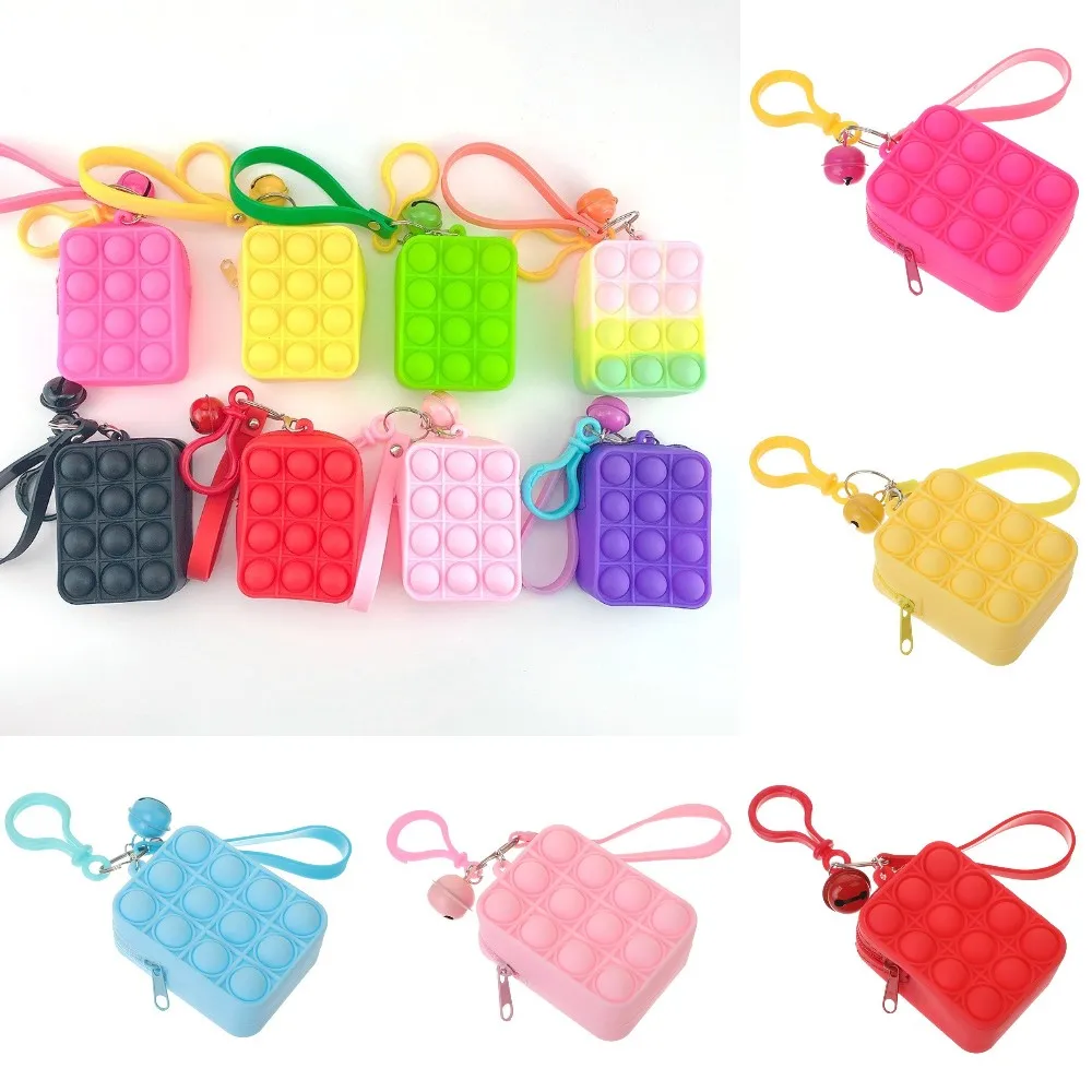 

New Fidget Toy Coin Purse Keychain Shape Anti-stress Push It Bubble Colorful Stress Relief Finger Toy Gift For Children Adults