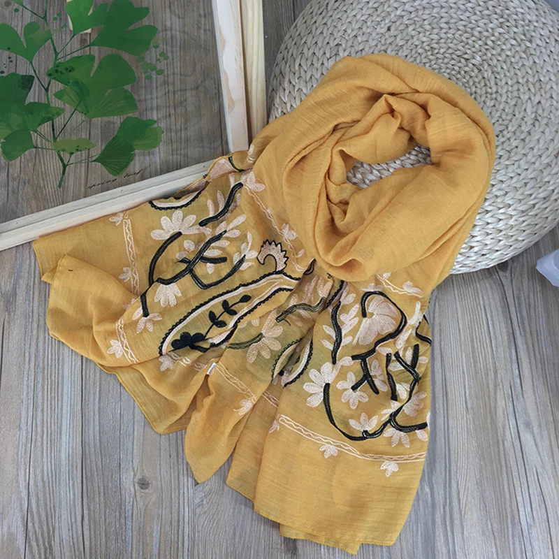 1 шт. вышитый шарф Женская Винтажная летняя Пашмина хлопковые шали и накидки
