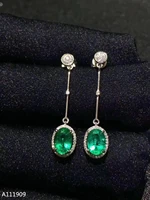 kjjeaxcmy boutique jewelry 925 sterling silver inlaid natural emerald womens earrings support detection fine