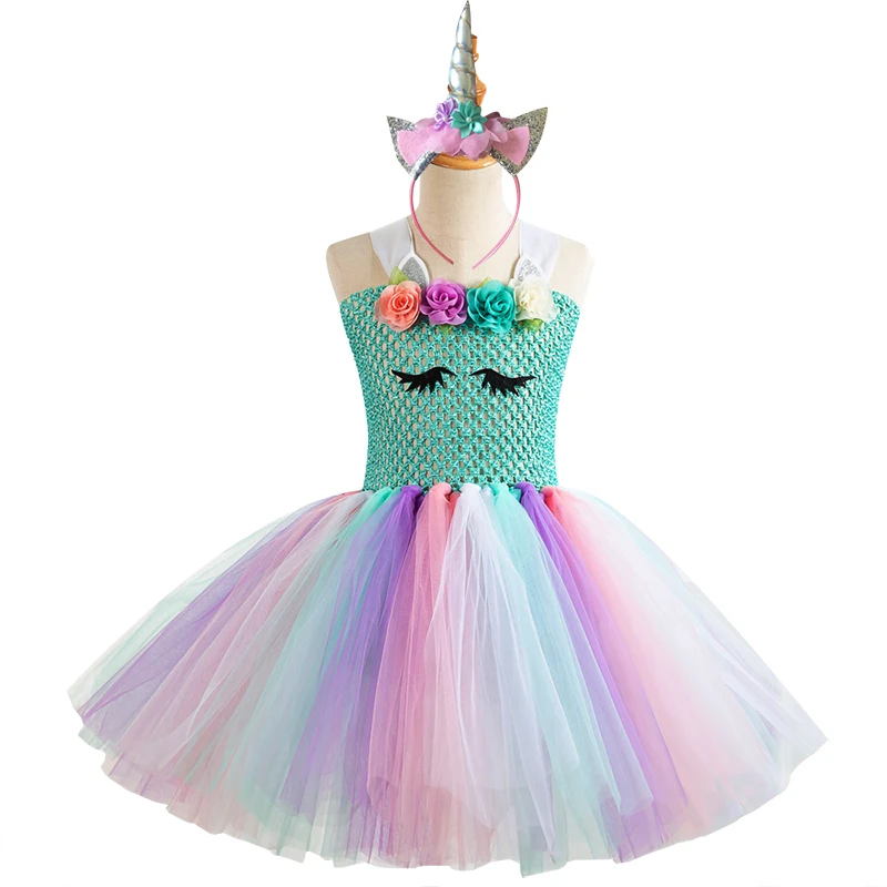 Christmas Girls Dress Kids Dresses For Unicorn Party Children Clothing Cosplay Gauze 3-10 years old | Детская одежда и обувь