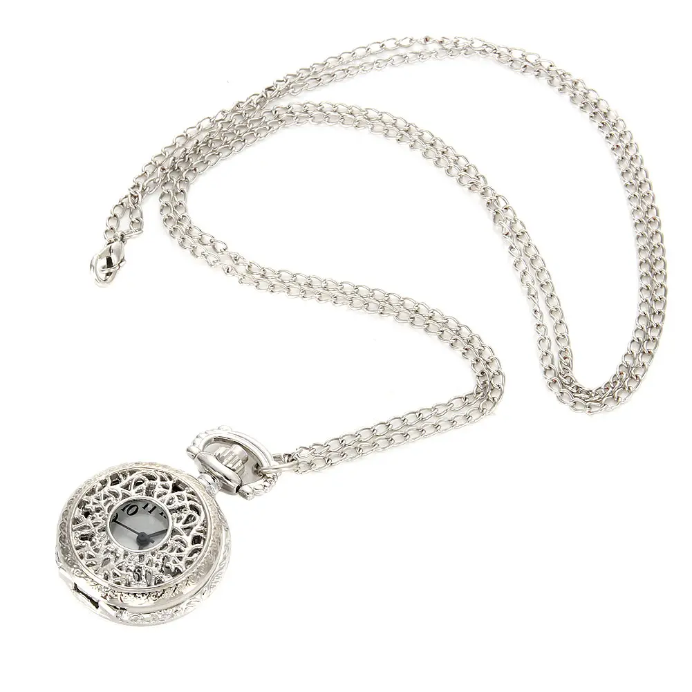 

Vintage Women Quartz Pocket Watch Alloy Openable Hollow Out Flowers Lady Girl Sweater Chain Necklace Pendant Clock Gifts BMF88