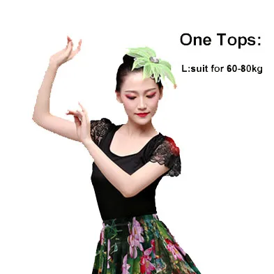 Tops Size L Испанский бой быков танец фламенко юбка бальное искусство стиль женское атласное платье Цыганский красный сценический костюм - Цвет: Tops Size L
