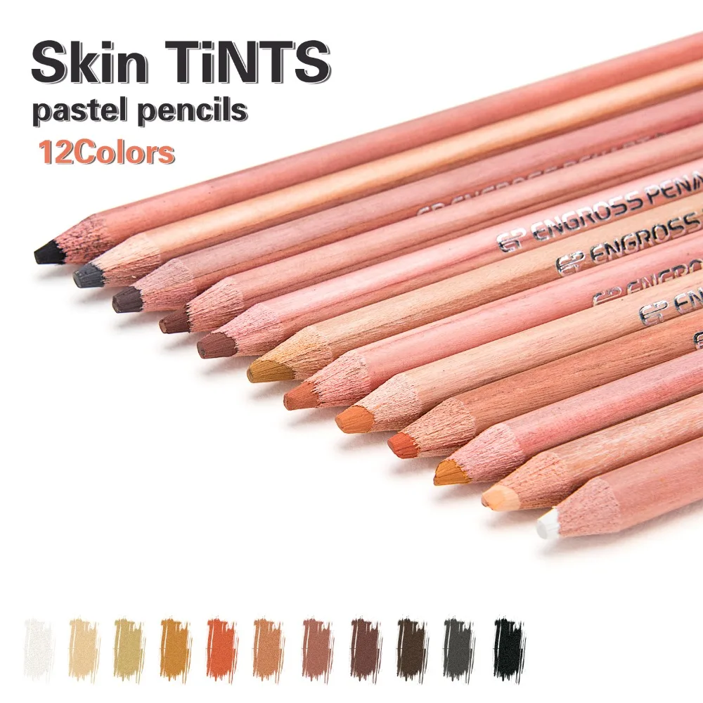 

12pcs/box Wood Soft Pastel Pencil Set Skin Landscape Dark Tints for Artist Painting School Supplies Colored Pencils Set ST-12R