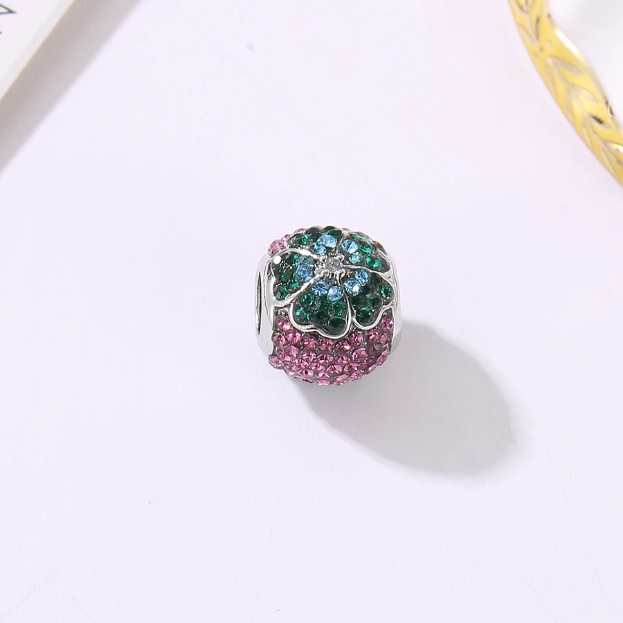 DINGLLY 2 шт. Красочные горный хрусталь талисманы бисера Fit Pandora Браслеты DIY