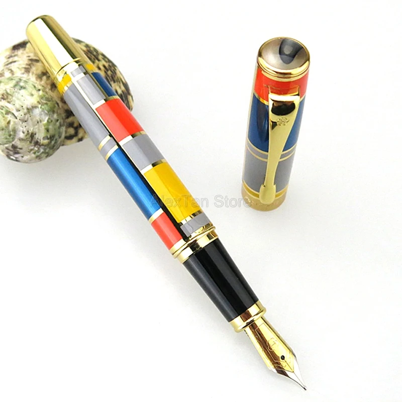 

Hero 767 Creative Fountain Pen With Golden Trim Colored Ink Pen Iridium Medium Nib Great For Business Office Gift Pens