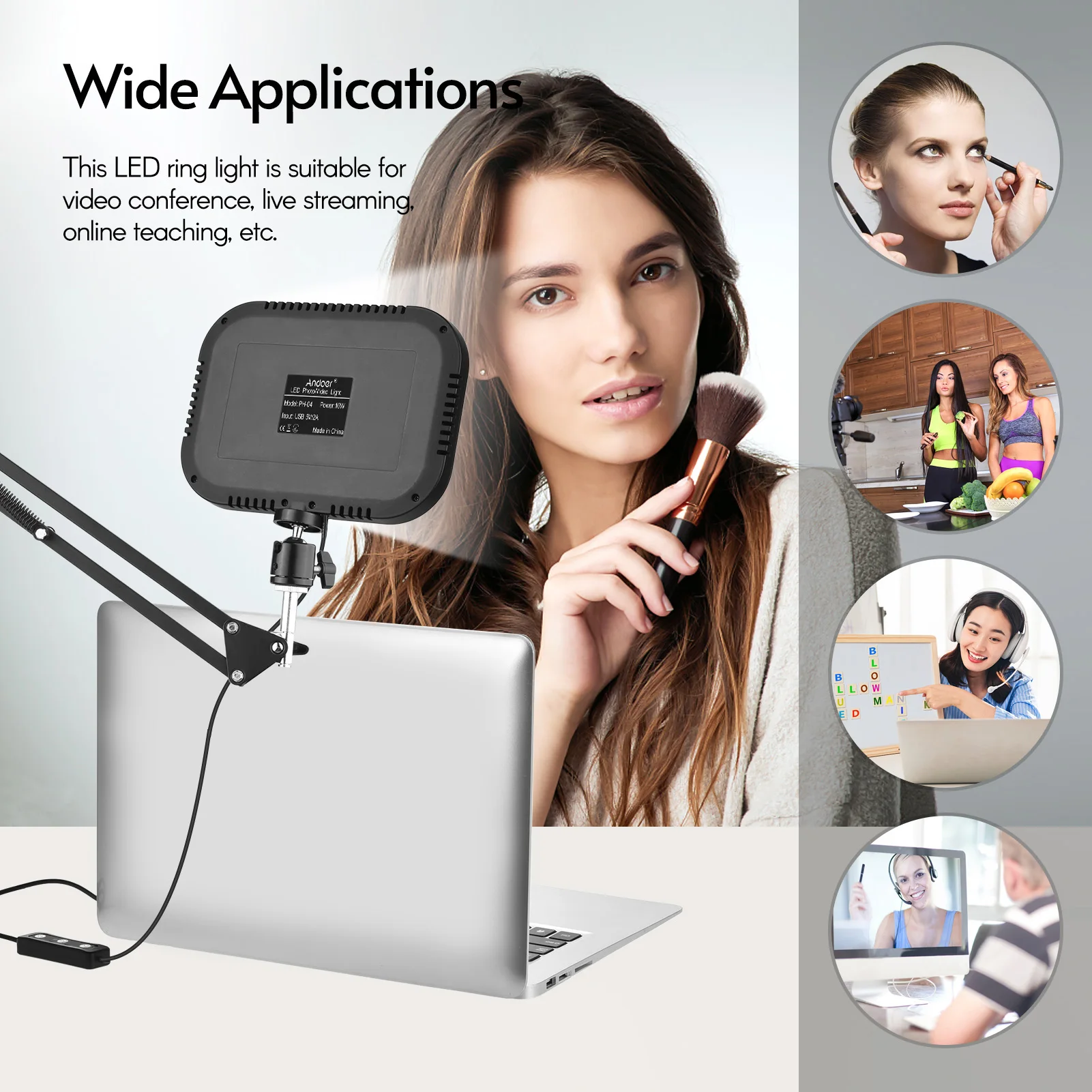 Andoer PH-04 компактный светодиодный видео свет комплект 3 шт. 5600K USB заполняющий +