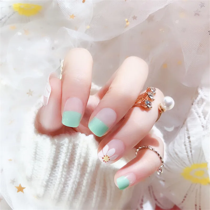 Высококачественные модные новые накладные ногти короткий абзац Сетка Красный