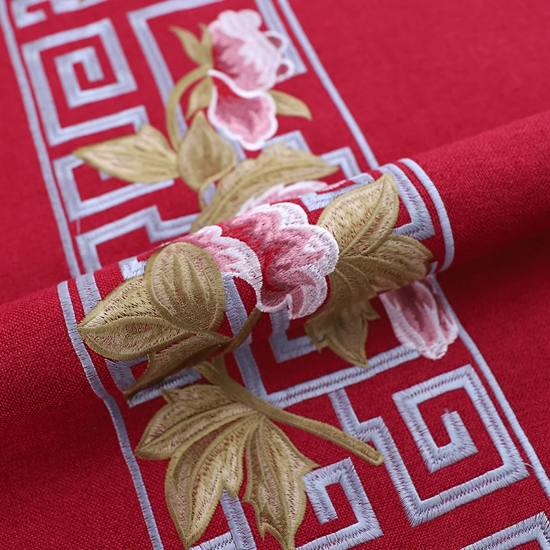 Льняная вышивка ткань для одежды украшение интерьера жаккардовый стежок из