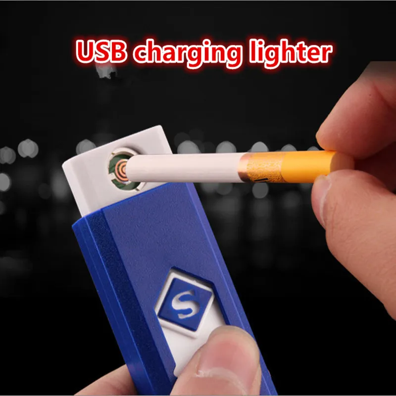 USB Электронная заряжаемая батарея беспламенная сигарета зажигалка без пламени