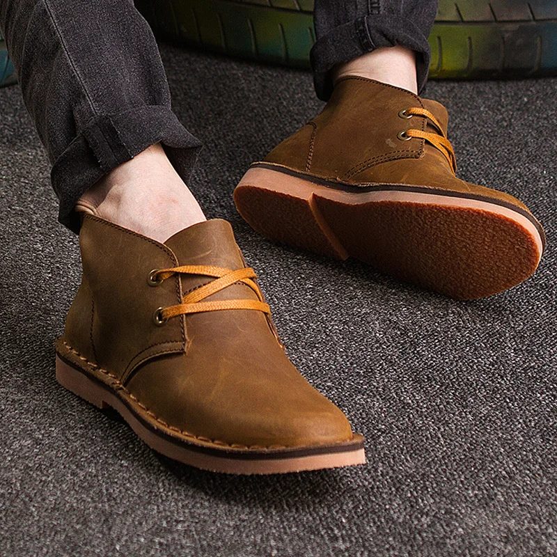 

Concise British Style Retro Men Ankle Boots Classic Basic Men Boots Daily Comfort Non-slip Quality Casual Leather Boots for Male