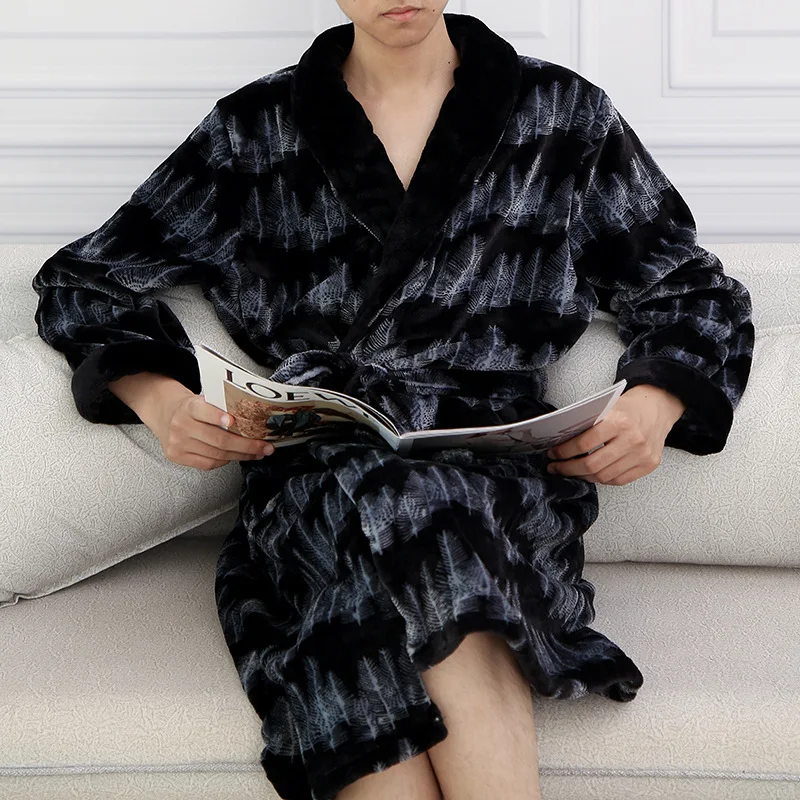 

Ночная рубашка мужская осенне-зимняя длинная фланелевая бархатная утепленная мужская пижама зимняя Домашняя одежда мужской фланелевый Ха...