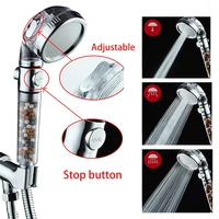 3 function bathroom shower adjustable jetting shower head with switch onoff saving water nozzle anion filter handheld shower