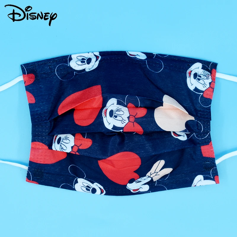 

Adult Children Disposable Masks For Girls Lady Dark Blue Love&Mickey Minnie Cartoon Anime Protective Face Shield Woman Kids