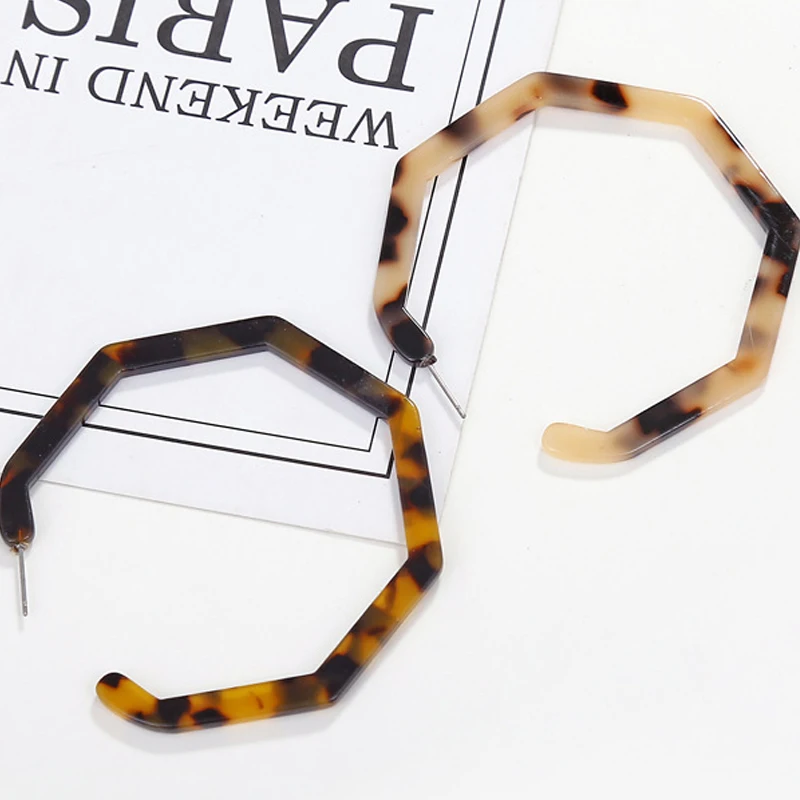 Новые Большие леопардовые круглые акриловые серьги кольца M & G для женщин большие