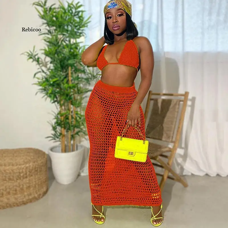 

Женский летний топ из двух частей, однотонный облегающий топ с тонким плечевым ремнем и юбка