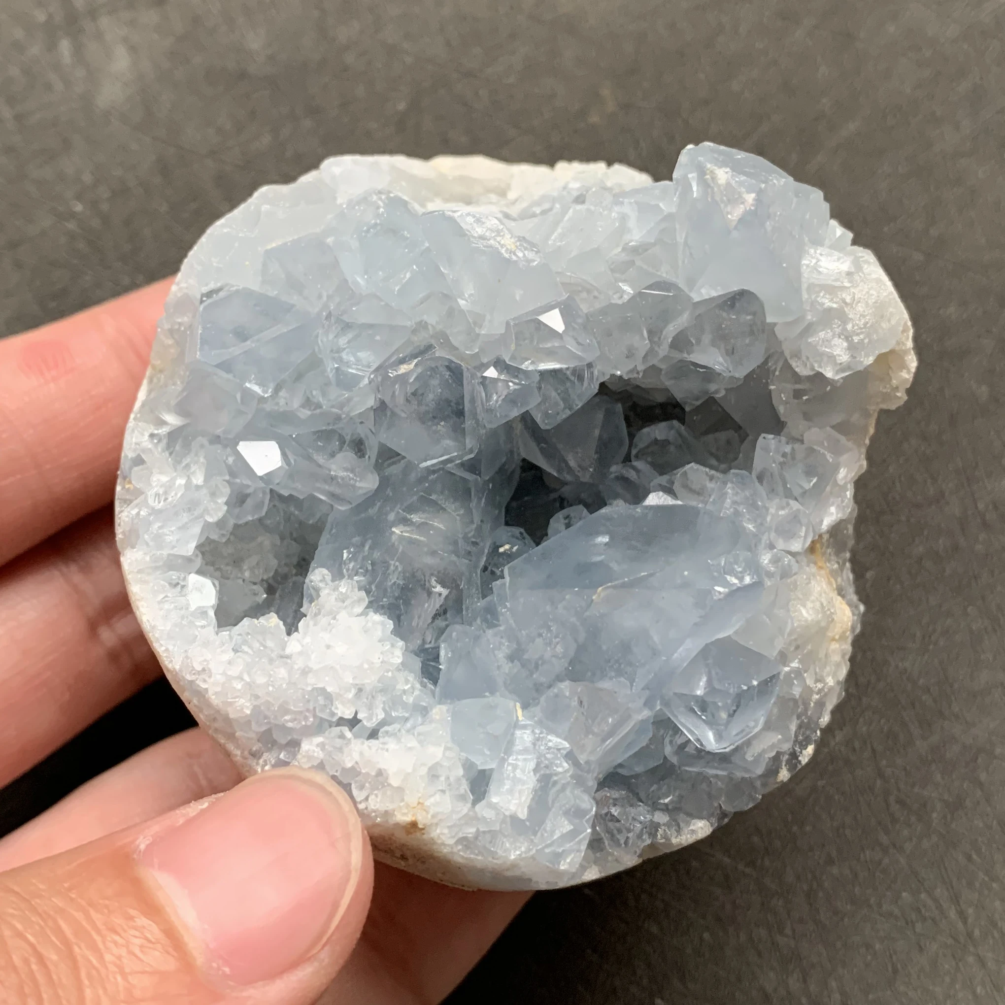 

329g Natural Blue Celestite Geode Cluster Specimen Home Decoration Rough Polished Quartz Crystal Healing Y001