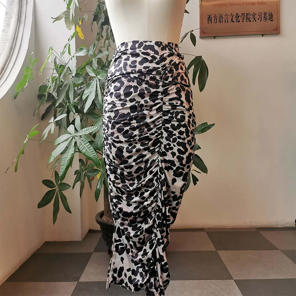 

Sexy Skirt Women Leopard Print Bodycon High Waist Tight Pencil Skirts Maxi Female Plus Size Stretch Party Night Club Long Skirt