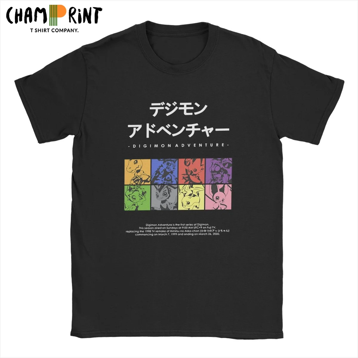 Digimon Приключения 01 футболка для мужчин отдыха 100% хлопок с круглым вырезом