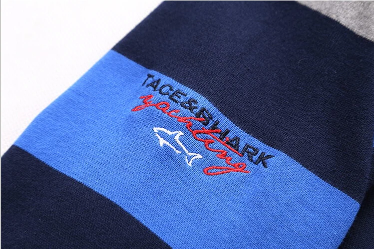 Модный брендовый мужской свитер Tace& Shark, высокое качество, стоячий воротник, половина молнии, прямой мужской свитер, пуловеры с вышитой акулой