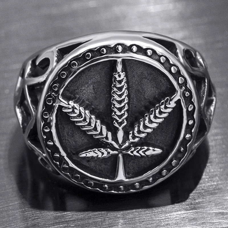 

2021 Hot Silver Color Punk Palm Leaf Hollow Rings For Women Men Statement Female Male Jewelry Hip Hop Party Accessories Gifts