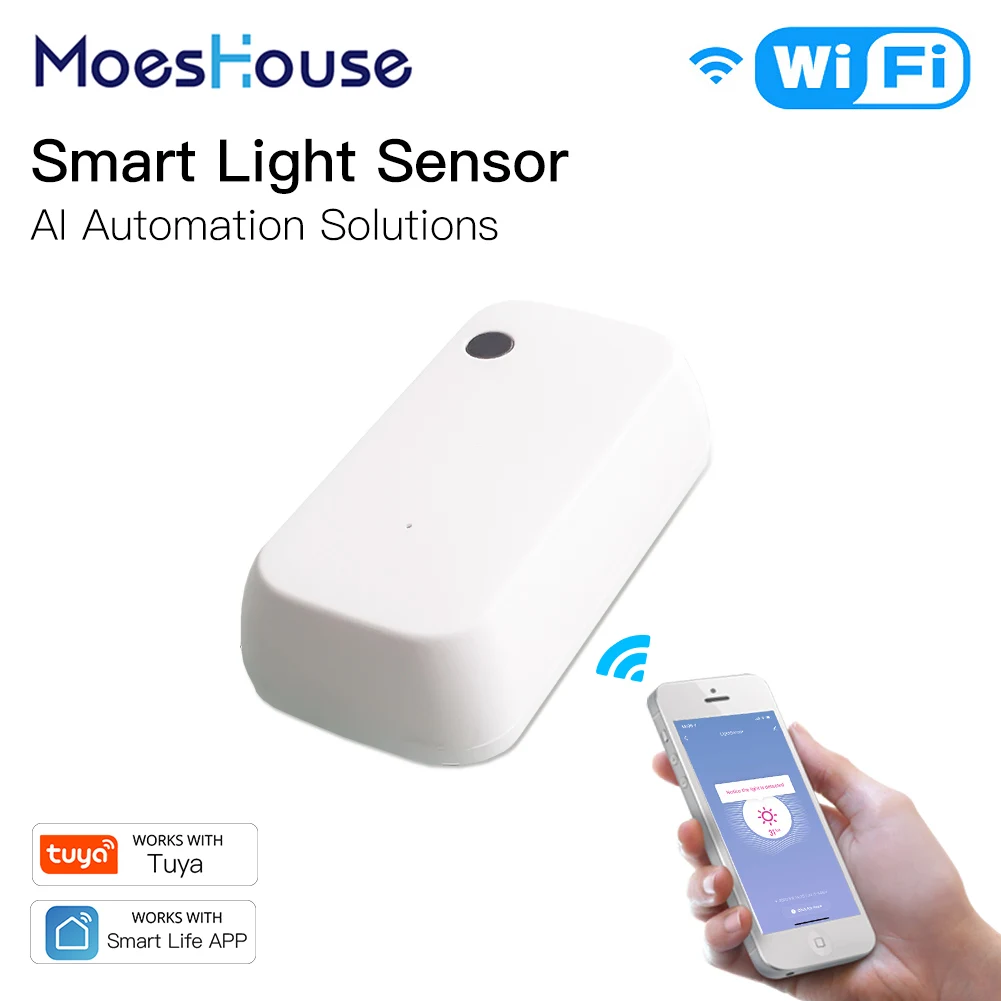 

WiFi Smart Light Sensor Tuya Smart Life App Control Lighting Illumination Sensor Detector to AI Automation 1000LUX 12V Max