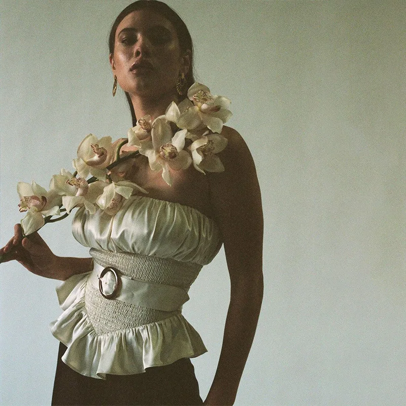 

Summer Women's New Solid Color Pleated Strapless Bra Blouse Slim Sexy All Match Ring Blouse