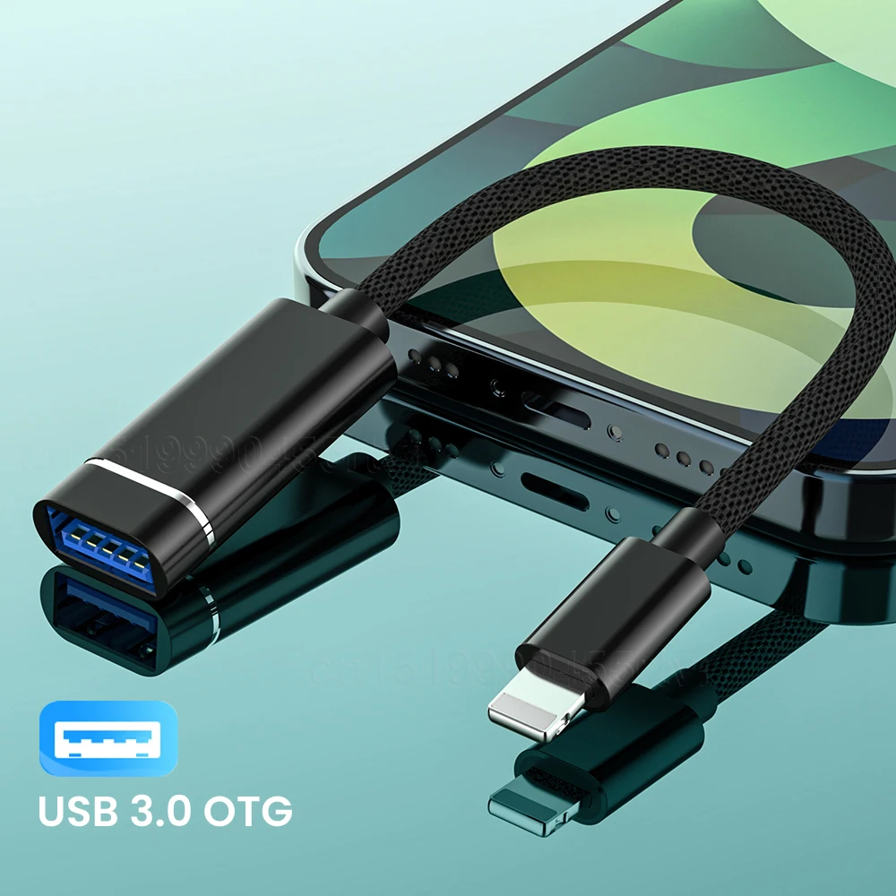 Кабель-адаптер OTG с 8 контактами на USB 3 0 для iPhone 13 12 11 Pro Max Xs XR 7 Plus iPad iOS и выше мыши