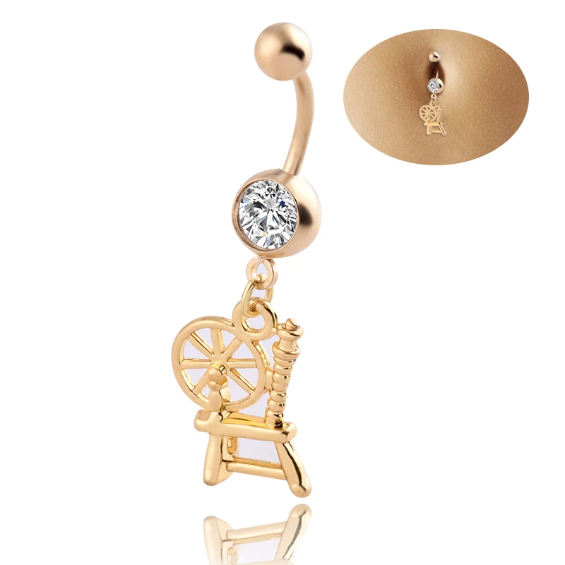 

CRYSPURE Belly Button Rings Belly Piercing Women Men Body Jewelry Navel Piercing Rings Golden 2020 New