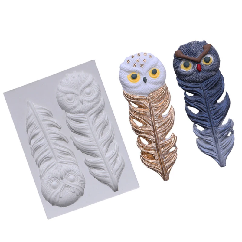 Форма в виде совы и пера силиконовая форма инструмент для украшения торта