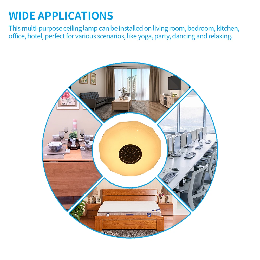 

Music Ceiling Light Ceiling Lights Home Lighting APP Bluetooth Music Light Bedroom Lamp Smart Ceiling LED Lamp+Remote Control