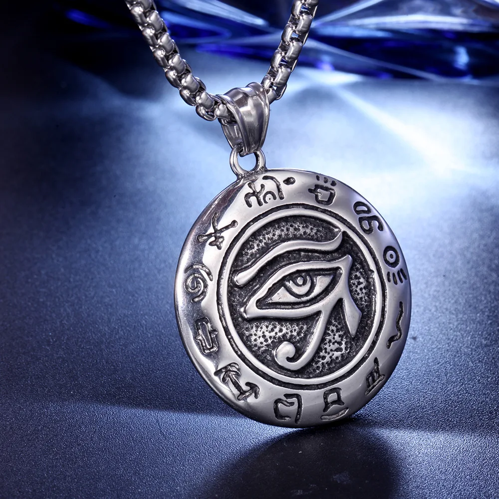 

2021 New Design Demon Evil Eye Pendant Punk Men's Pendant Necklace Vintage Amulet Luck Stainless Steel Jewelry For Men Boy Gift