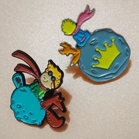 le petit prince and fox creative metal badge brooch fashion action figure schoolbag anime accessories toys gifts