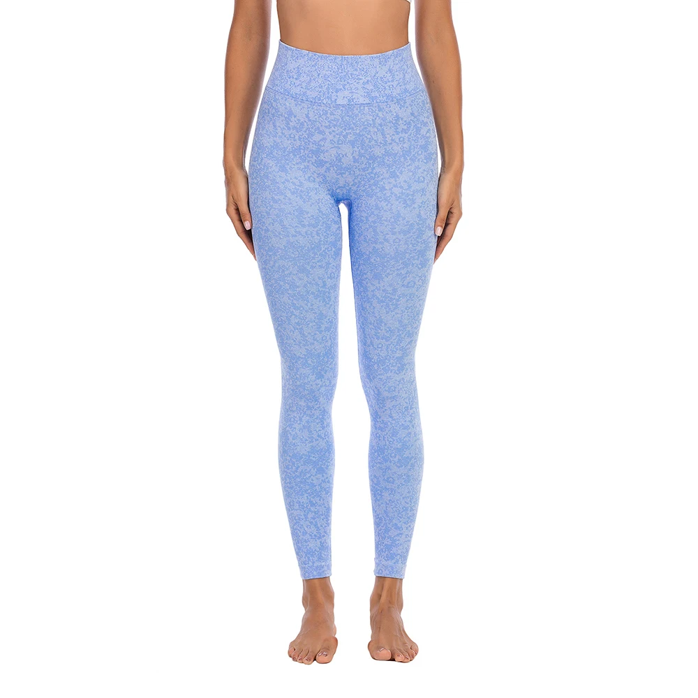 Женские колготки леггинсы синего цвета высокие эластичные спортивные брюки пуш