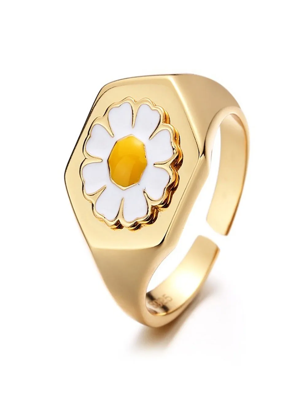 

ins Retro European and American S925 Silver Ring Female Small Daisy Summer Flower Fashion Personality Rings Jewelry