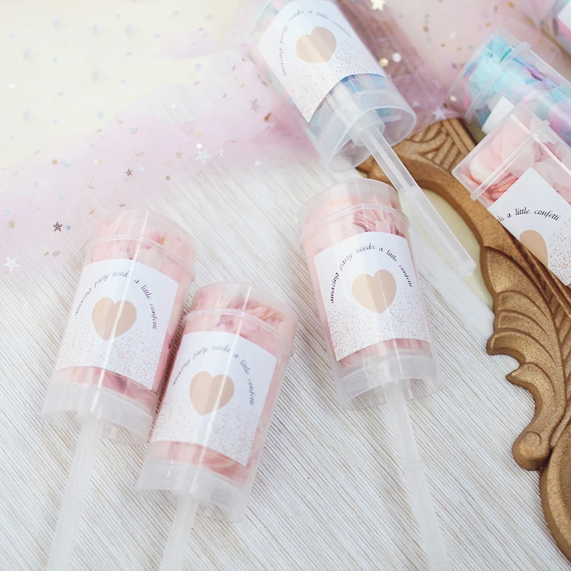 Ручная толкающая разноцветная любовь измельченная бумага трубка Свадебная