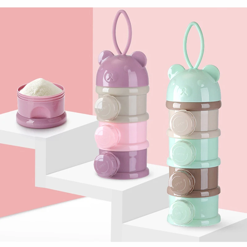 Портативный контейнер для хранения детского питания 3/4 слоев медведь лягушка