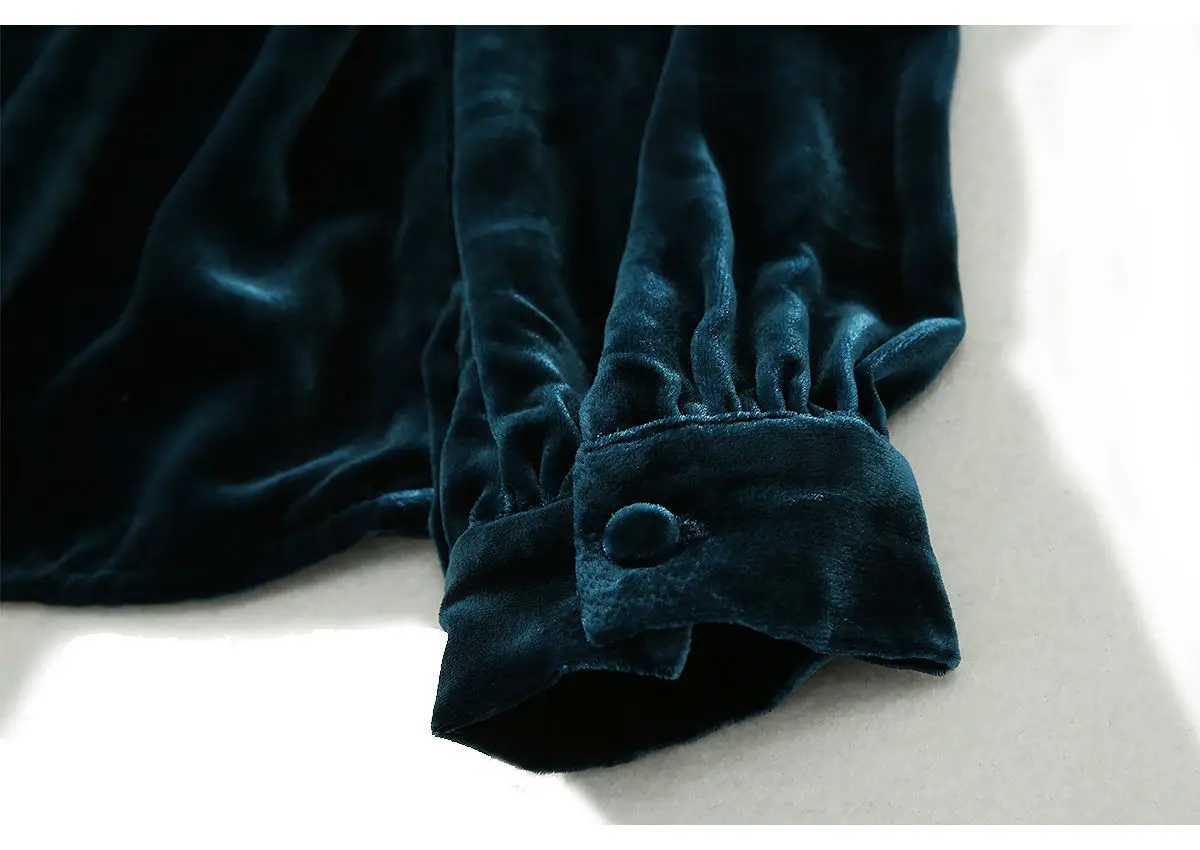 Женская блузка свободного покроя золотистая бархатная на осень/зиму новинка 2023