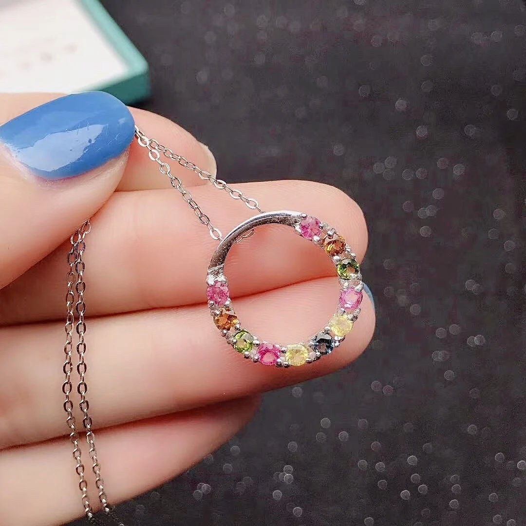 Кулон из серебра серебряный круглый кулон пробы с натуральным турмалином 2 5 мм