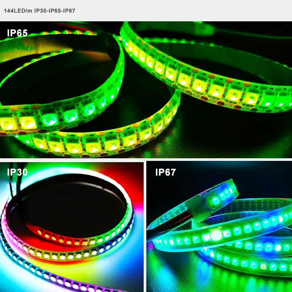 

DC12V WS2815 (WS2812b WS2813 upgrade) Led Strip IndividuaIIy AddressabIe FuII CoIor Smart Light RGB Tape DuaI-signaI Waterproof