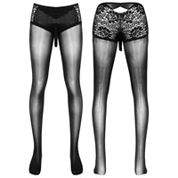 l 2xl 1pc men skinny stretchy pantyhose high stocking lingerie underwear bulge pouch see through lace tights hosiery sleepwear