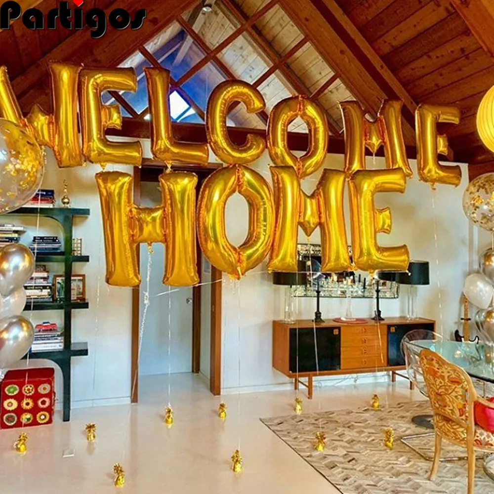 

1set 16inch Rose Gold Welcome Home Letter Foil Balloons Welcome Back to Home Event Party Supliers Inflatable Air Balls Decor