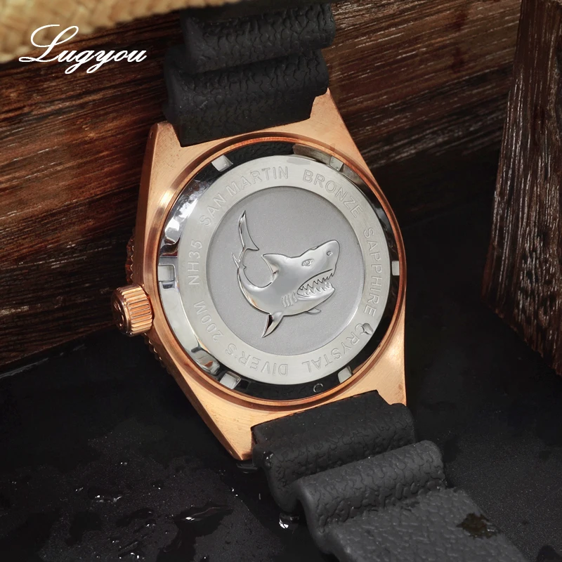 Lugyou San Martin 62Mas Diver механические Автоматические NH35 мужские часы бронзовые CUSN8