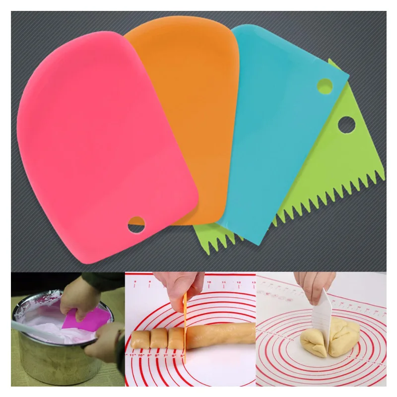 

3 шт./компл. Многоразовые цветные пластиковые многофункциональные скребки с неровными зубьями для самостоятельного изготовления кремов, ин...