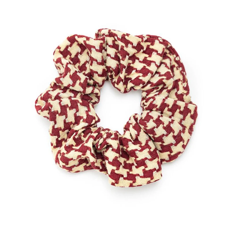 

Vintage Rhombus Pattern Hair Rope Women Polyester Scrunchies Hair Ties Elastic Hairbands Ladies Hair Accessories Geometric